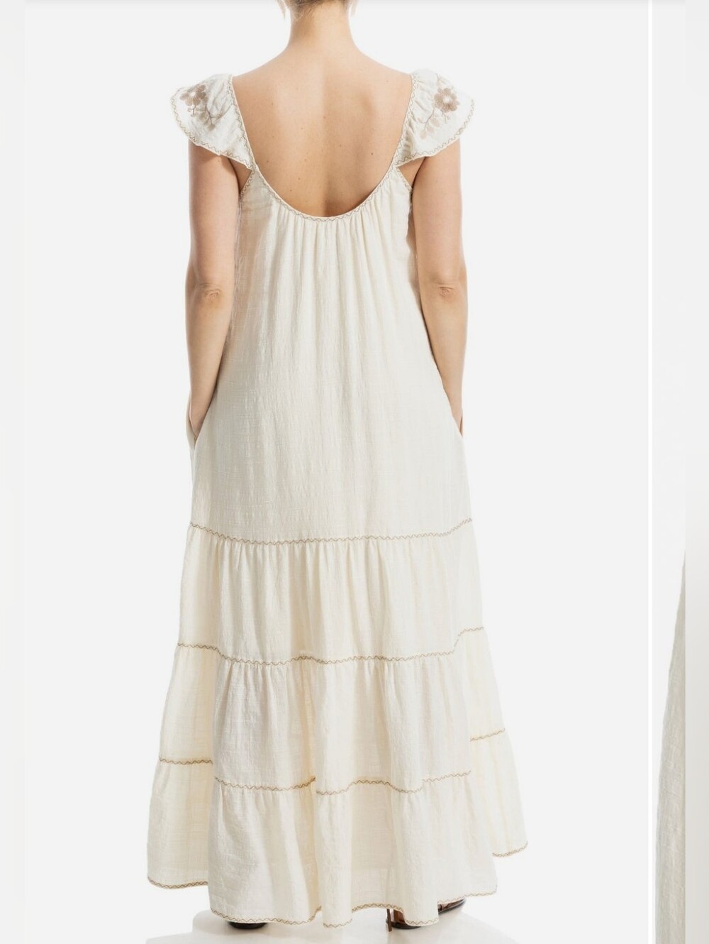 NWT - Max Studio Exquisitely Embroidered Tiered Cotton Blend Maxi Dress -Size XL - Picture 2 of 16